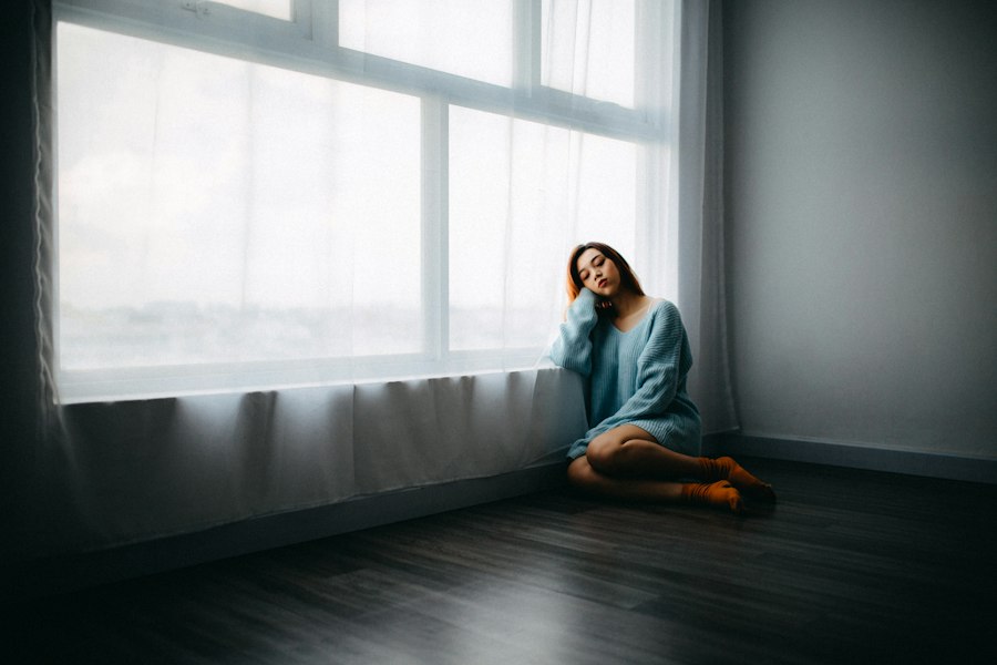 Photo lonely people conceal feelings